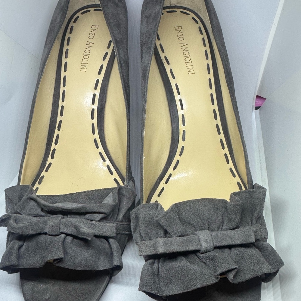 Enzo Angiolini Charcoal Peep-Toe Heels